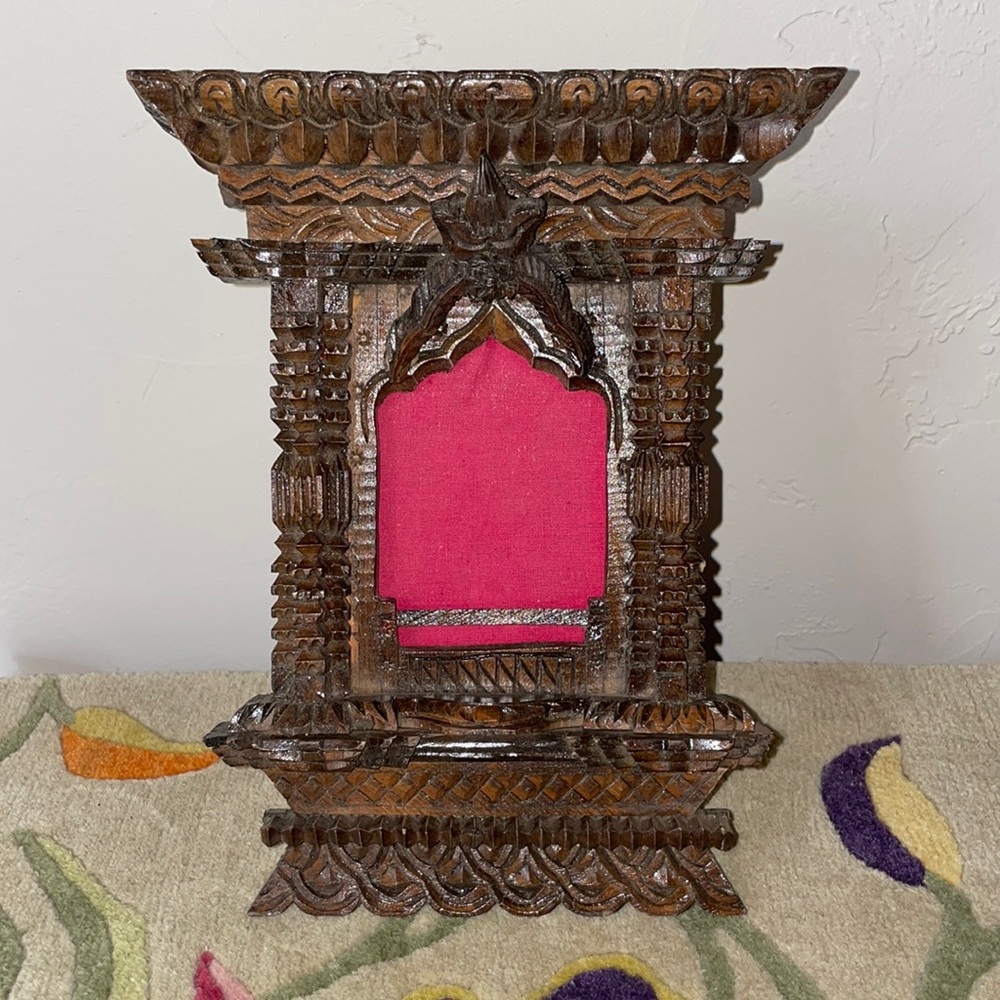 Made in Nepal hand carved intricate picture frame.